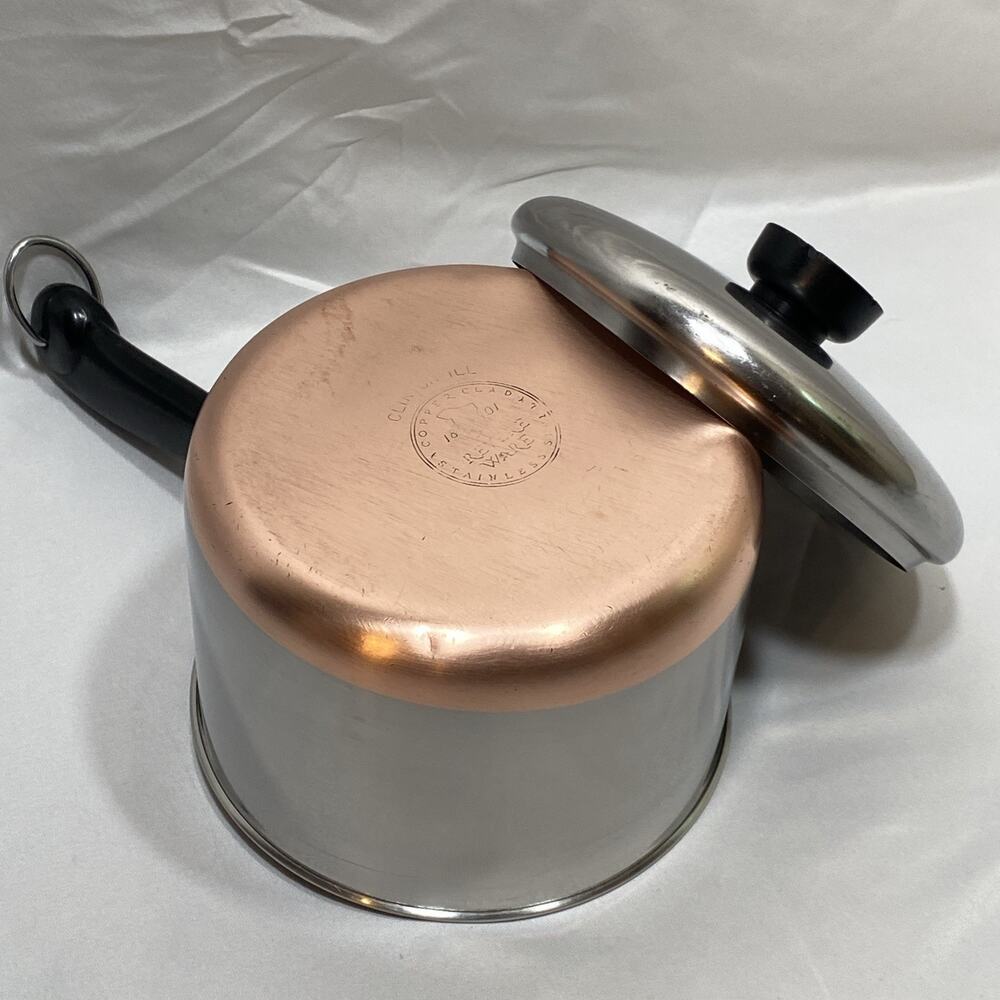 Revere Ware Copper Bottom Stainless Steel Pan & Lid 2 Qt Clinton ILL Double Ring